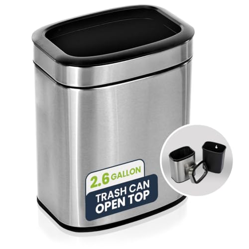 Caneca de basura pequeña Alpine 10 litros sin tapa acero inoxidable
