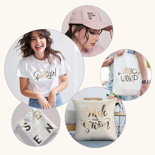 Image of HTVRONT Metallic Gold HTV Vinyl Roll - 12 inch x 8ft Gold Heat Transfer Vinyl for T Shirts, Gold Iron on Vinyl for All Cutting Machine - Easy to Use for Heat Transfer Project (Metallic Gold)