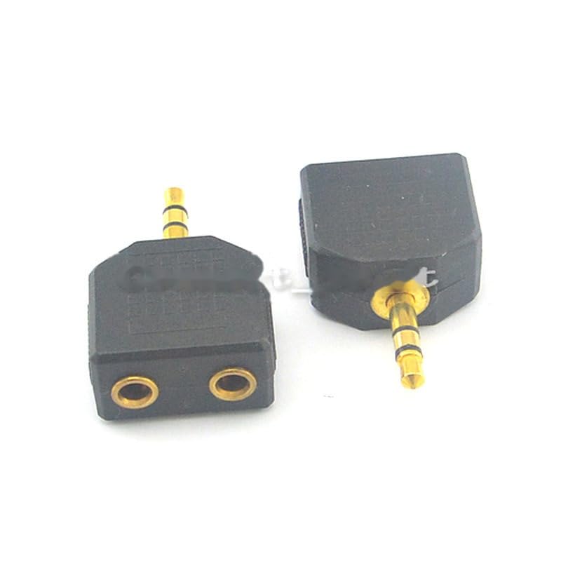 Audio-Kopfhörer-Splitter, 3,5 mm Stecker auf zwei Buchsen, Gold, Stereo, 3,5 mm, Schwarz, 100 Stück