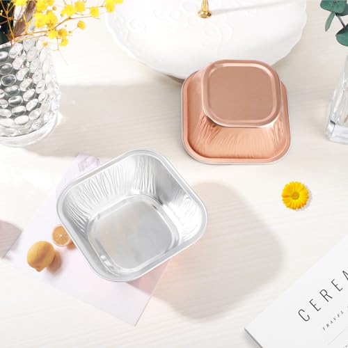 Ramequines de aluminio desechables de 8 oz, mini recipientes de pan y repostería 6
