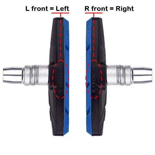 image for Hotop 4 Pairs V Bike Brake Pads with Hex Nuts and Spacers V Bicycle Br