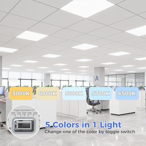 Image of AIKVSXER 1 Pack 2x2 LED Flat Panel Light - Selectable 5 CCT 3000K-6500K & 5 Wattage 30-50W 5500Lm 0-10V Dimmable 2x2 led Drop Ceiling Lights 120-277V for Commercial and Home