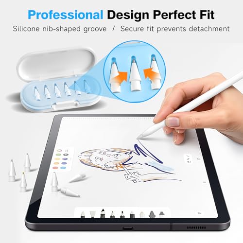 Image of 2026 Upgraded 6 Pack Apple Pencil Tips Replacement Accessories for Apple Pencil Pro /1st Gen /2nd Gen /USB-C, Apple Pen Writing Tips, Metal Drawing Tips (Blue)