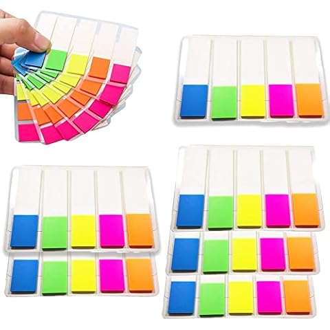 Index Notes, Tabs Colored, Sticky Tabs for Books, Rectangle Sticky Notes Flags, Index Stickers Paper, Transparent Tabs, Index Tabs Sticky Flags, for Page Marker, 5 Colors,600 Pieces Cover