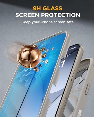 Image of Miracase for iPhone 17 Pro Max Case 6.9 inch Full-Body Phone Case with Built-in Glass Screen Protector& Full Camera Protector,[Magnetic with MagSafe] Drop Proof 17 ProMax Cover, Grey Titanium