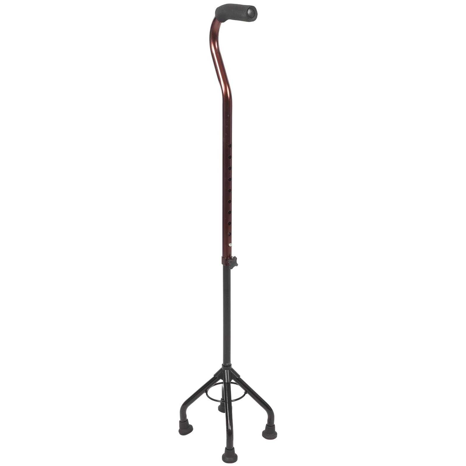 Aluminum Alloy Adjustable Four-leg Walking Cane with Curved Handle, Anti-slip Base Support Stick for Elderly Mobility and Hiking Stability