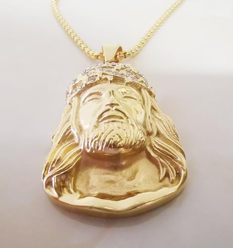 18K Gold-plated Jesus Christ Necklace for Men Women | Jesus Christ Pendant with Chain | Hip Hop Necklace 24‘’4