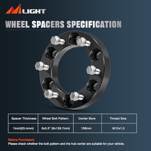 Image of Nilight 6x5.5 Wheel Spacers for Toyota Tacoma 4Runner 1995-2023