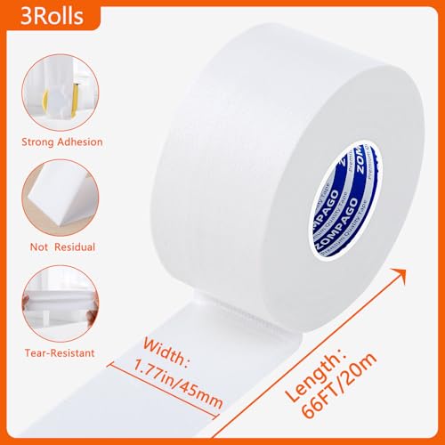 Image of ZOMPAGO White Duct Tape 2Rolls,1.8in x 66FT Heavy Duty Waterproof Cloth Tape for Repair Outdoor Home Car RV Awning Tent Fabric Tear