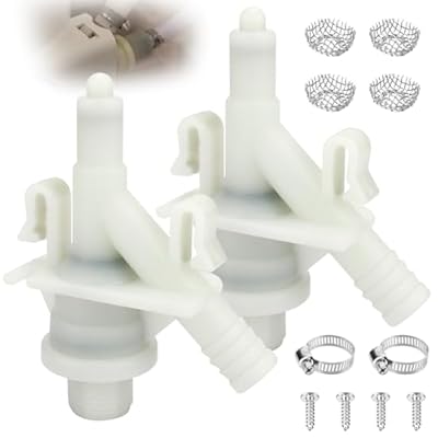 385311641 RV Toilet Water Valve for Dometic 300 301 310 320 and Sealand Toilets, RV Toilet Replacement Parts for Dometic Water Valve Kit Includes Hose Clamp and Hardware Kit - 2 Pack