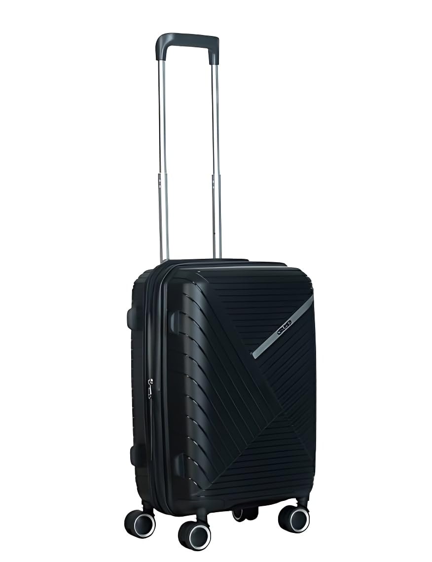 Midnight Black 20 Inch Travel Trolley Bags (Small) | Hard Shell Expandable Suitcases with 8 Spinner Wheels | Cabin and Check-in Lightweight Luggage Bag | TSA Lock | Adjustable Handle(Set of 1)