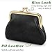 Coin Purse, Small PU Leather Change Purse, Coin Wallet with Clasp, Car Change Holder Pouch for Woman Men Kids Girls, Black