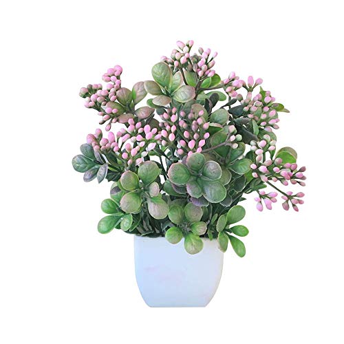Whiie891203 Artificial Fake Flower Plants,1Pc Potted Artificial Flower Stage Arrangements Wedding Bouquets Decorations Floral Table Centerpieces for Home Kitchen Garden Party Grave DIY Decor Pink