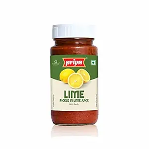 Lime Pickle with Garlic, 300g - Authentic Telugu Style Achar |Traditional South Indian Taste |Homemade Nimbu Achar| Tangy and Spicy | With Lime Juice | Glass Jar