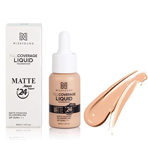 All Day Flawless Frosted Liquid Foundation, Lightweight Oil Free Formula with SPF 20 Formula and Matte Finish -03 Warm peach