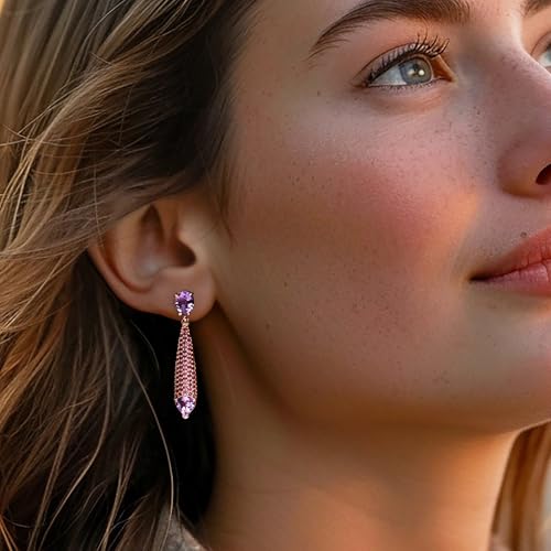 Ross-Simons 3.30 ct. t.w. Amethyst and 1.40 ct. t.w. Rhodolite Garnet Drop Earrings in 18kt Rose Gold Over Sterling2