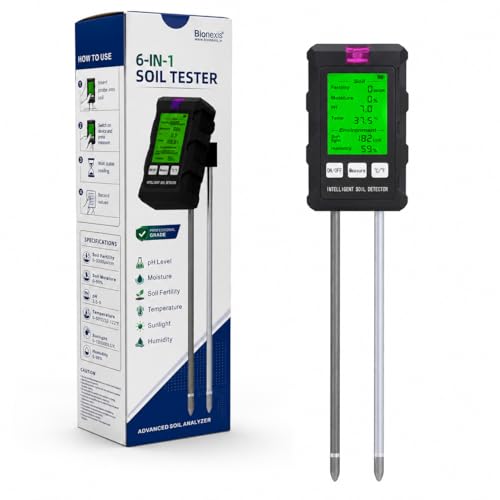 Image of Bionexis 6-in-1 Digital pH Meter for Soil Testing | Accurate Soil Moisture, pH, Fertility, Light, Temperature, Humidity, Tester for Garden, Farm, Indoor & Outdoor Plants