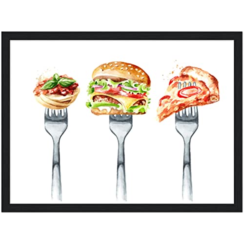 Décoration murale fast food cadre noir 30x40cm pour cuisine