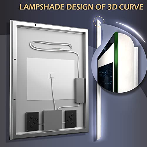 GANPE 20 x 28 inch LED Bathroom Mirror, Hand Wave Induction Vanity Mirror with Bluetooth, Illuminated Dimmable Anti Fog IP44 Waterproof+Vertical & Horizontal Wall Mounted Mirror - Image 5