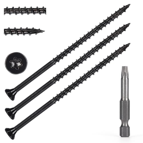 Bobibbi Wood Screws #10 x 4’’, T25 Star Torx Drive Flat Head Deck Screws, Black, 52Pcs (1lb)
