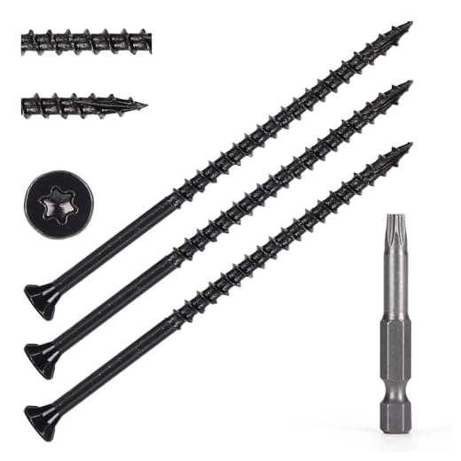 Bobibbi Wood Screws #10 x 4’’, T25 Star Torx Drive Flat Head Deck Screws, Black, 52Pcs (1lb)