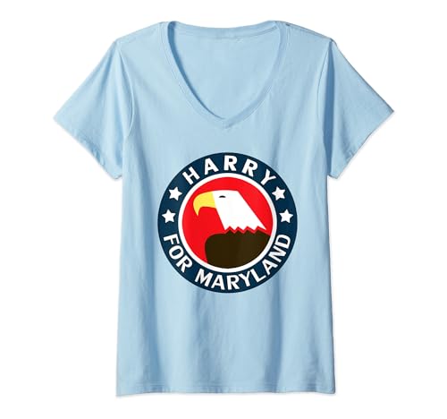 Womens Harry Dunn for Maryland Democrat Unique Bald Eagle Design V-Neck T-Shirt