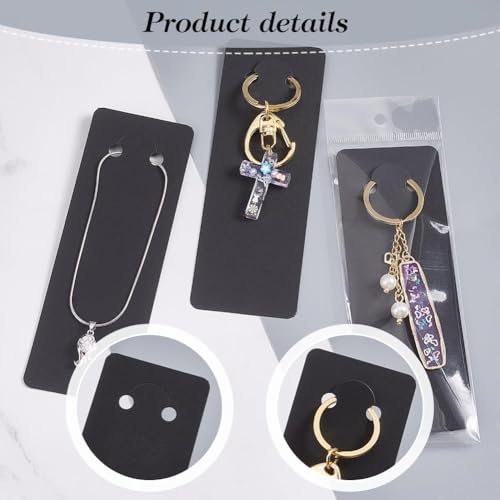 Image of Festiko Keychain Display Cards (Black B, Pack of 500 Pcs, 5.9 inch*2 inch), Keyring Display Cards, Jewellery Display Cards