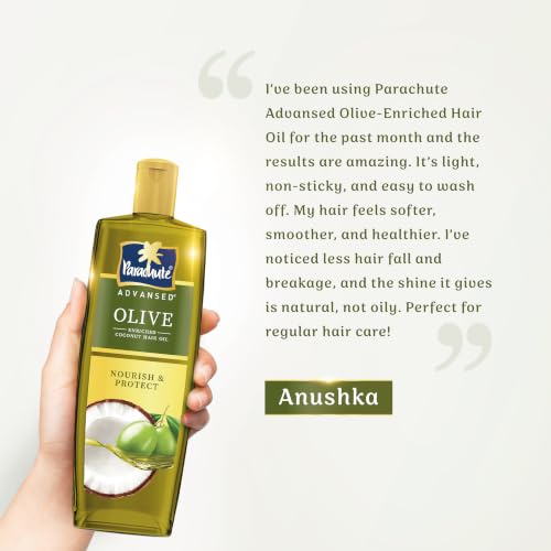 Image of Parachute Advansed Olive Enriched Coconut Hair Oil for Stronger Nourished Hair | 200ml | Ultimate nourishment with Olive | Coconut for strengthening the hair | Upto 10x less hair fall and 90% stronger hair