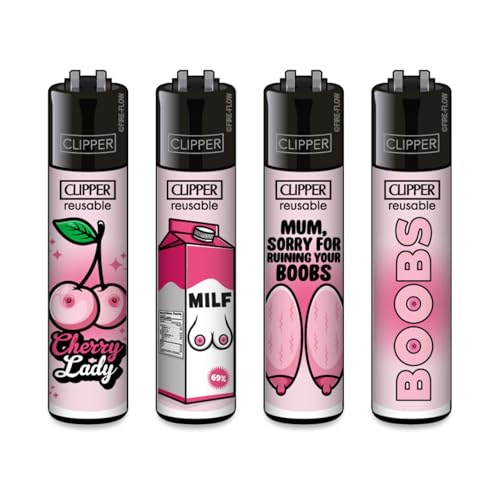 Weedness Clipper Feuerzeug Set 4 Stück FFX Boobs Serie - Limited Gas Bong Pfeifen Einweg Pfeife