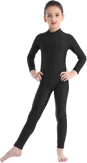 iiniim Kids Long Sleeve Unitard Mock Neck Stretch Dance Leotard