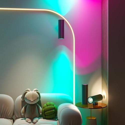 Image of Wall Sconces Set of Two - 16 Color Changing Night Lights Plug into Wall, RGBW Wall Lamp with Remote, LED Up Down Lights for Bedroom Living Room