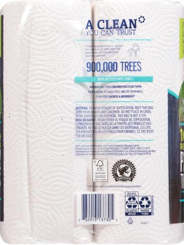 Image of Seventh Generation Paper Towels, 100% Recycled Paper, 2-ply, 2 Rolls (Packaging May Vary) (Pack of 2)