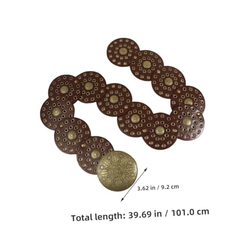 GALPADA Retro Disc Waist Belt for Women Vintage Style Fashion Accessory Versatile Leather Belt for Dress and Beach Parties Adjustable Size2