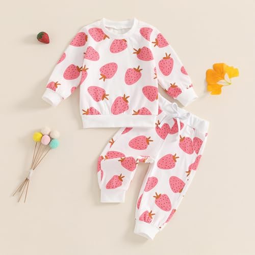 WZTYYDS Toddler Baby Girl Clothes 3 6 9 12 18 24 Months Fall Outfits Contrast Color Long Sleeve Sweatshirt Tops + Pants Set4