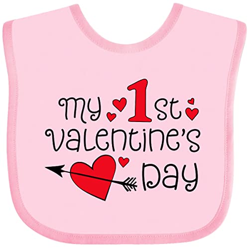 inktastic My First Valentines Day Red Hearts and Arrow Baby Bib Pink 2e282