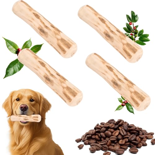 Rbleote 4 Stück Kaffeeholz für Hunde,Kaffeeholz für Welpen für Welpen für Kleine und Mittlere Hunde,Natürlicher Kauen-Spaß,Kauspielzeug,14 cm Lang