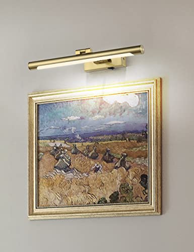 Joosenhouse Wireless Picture Light Battery Operated Rechargeable Picture Light 16.53In With Remote Control Dimmable And Timer Off Adjustable Swing Arm Brass Led Battery Spotlight For Picture Display #TOP6