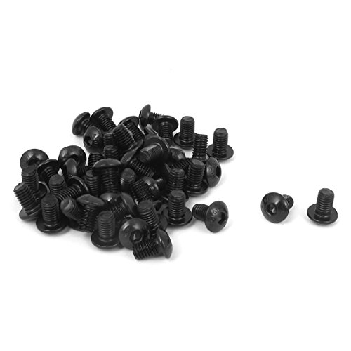 uxcell M5 x 8mm Alloy Steel Hex Socket Button Head Screws Black 50Pcs
