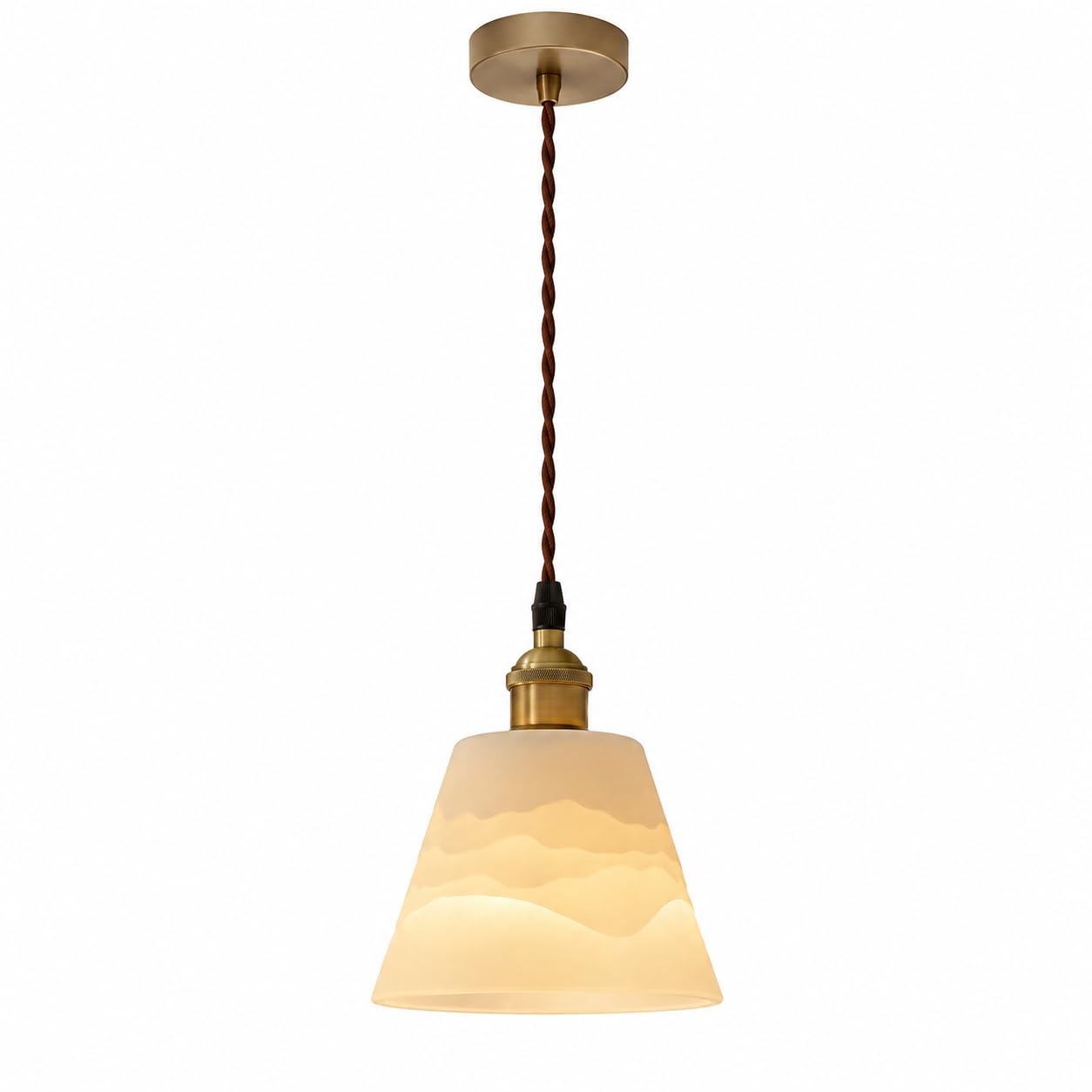 ESIYUVO Modern Pendant Light Fixture, 5.9 Inch Ceramic Shade Hanging Lamp with Adjustable 47.2 Inch Cord, E27 LED Socket, Decorative Lighting for Kitchen Island, Dining Room, Bedroom, Cafe and Bar