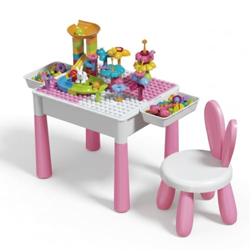 Mesinha Infantil Didática com Banquinho e Blocos de Montar