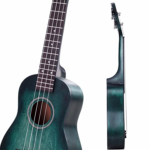 Winzz 21-Inch Soprano Ukulele Beginner Kit with Accessories - Blue-Green - Image 4