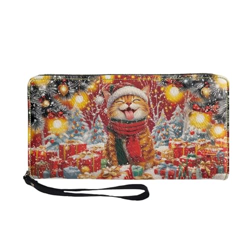Image of Bulopur Christmas Cat Wallet Purse for Women's Wallet RFID Blocking Credit Card Holder Large Capacity Wristlet Leather Wallets Purse Christmas Gifts for Mom Girlfriend