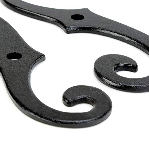 Pair Shutter Dog Black Aluminum Scroll 6 1/2 H | Renovator Supply - Thumbnail 5