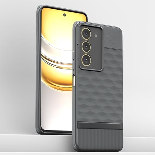 Image of Pikkme Back Cover for Realme 14x 5G Camera Protection 3D Hexa Cube Design Silicone Protective Bumper Case (Grey)