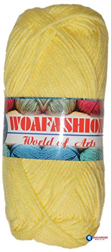 Image of Pastel Color Acrylic Hand Knitting Yarn (Light Lemon) (200gms)