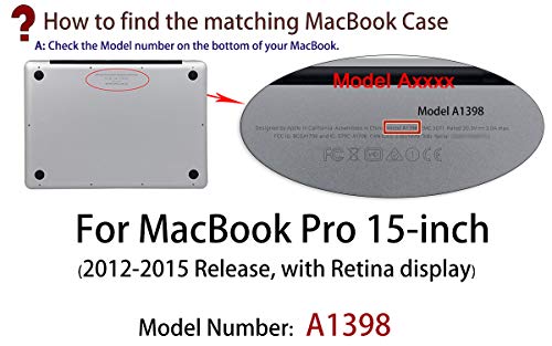 Ueswill Case Compatible With Macbook Pro (Retina, 15-Inch, Mid 2012/2013/ 2014/ Mid 2015), Model A1398, Hard Shell Case With Black Keyboard Cover + Microfiber Cloth, Gray #TOP1