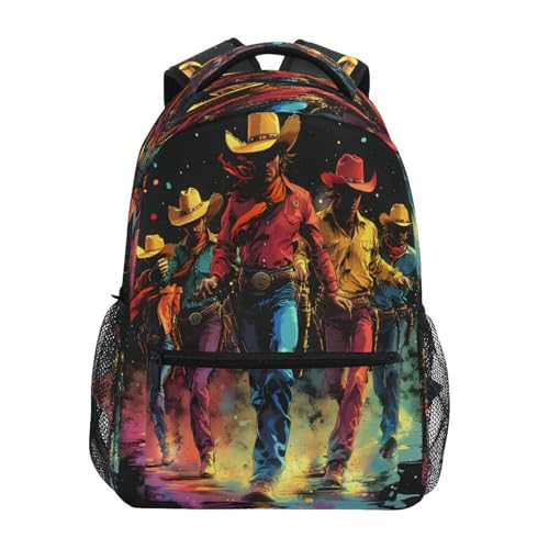 Colorful Cowboy Dance Backpack for School Boys Girls Adults Kids Bookbag Laptop Bag 15L