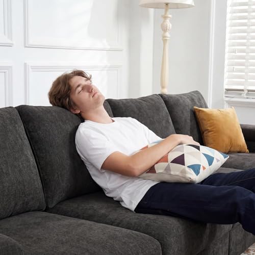 Image of Sectional Couches for Living Room FSC Certified Chenille Modular Couch Oversized Cloud U Shaped Convertible Sleeper Sofa Chaise Detachable Armrest Cushion (Chenille Grey, U Shape 6 Seat)