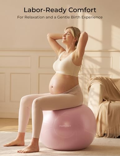 Image of Momcozy BirthEase Pregnancy Ball Set, Birthing Ball with App Full-Journey Courses, BPA-Free PVC & Anti Burst Exercise Yoga Ball for Maternity, Labor, Physio, Recovery