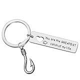Couple Gift Fishing Lover Keychain You Are The Greatest Catch of My Life Keyring Fisherman Gifts Fishing Keychain for Boyfriend Dad Husband Valentines Day for Fiance Christmas Birthday Gift Best Catch